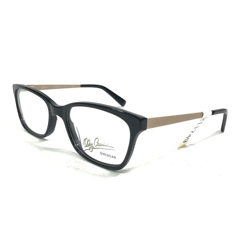 Oleg Cassini OCO534 001 Eyeglasses Frames Black Gold Square Full Rim 54-19-140